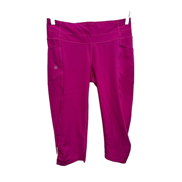 Athleta Pants - Athleta Leggings Womens S Hot Pink Dobby Be Free Knicker Capri Workout Pockets